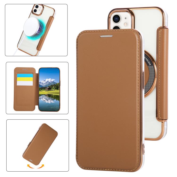 Custodia per telefono ultra sottile in ecopelle con placcatura magnetica, For iPhone 12 / 12 Pro, For iPhone 12 Pro Max