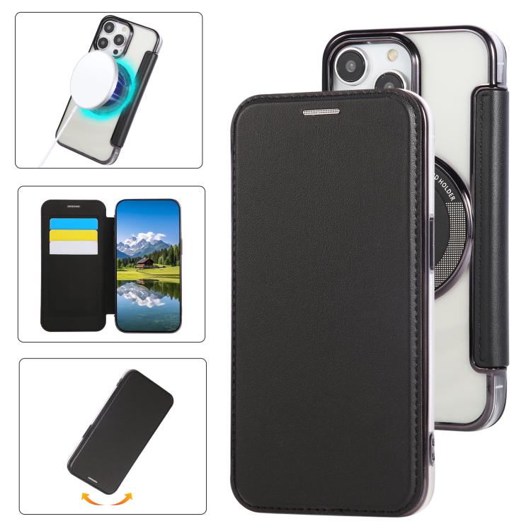 Custodia per telefono ultra sottile in ecopelle con placcatura magnetica, For iPhone 12 / 12 Pro, For iPhone 12 Pro Max