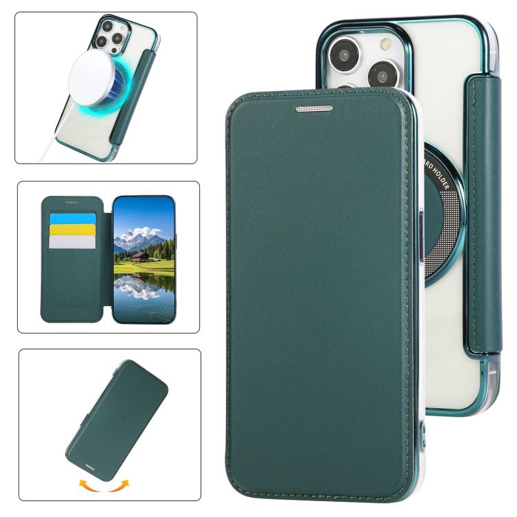 Custodia per telefono ultra sottile in ecopelle con placcatura magnetica, For iPhone 12 / 12 Pro, For iPhone 12 Pro Max