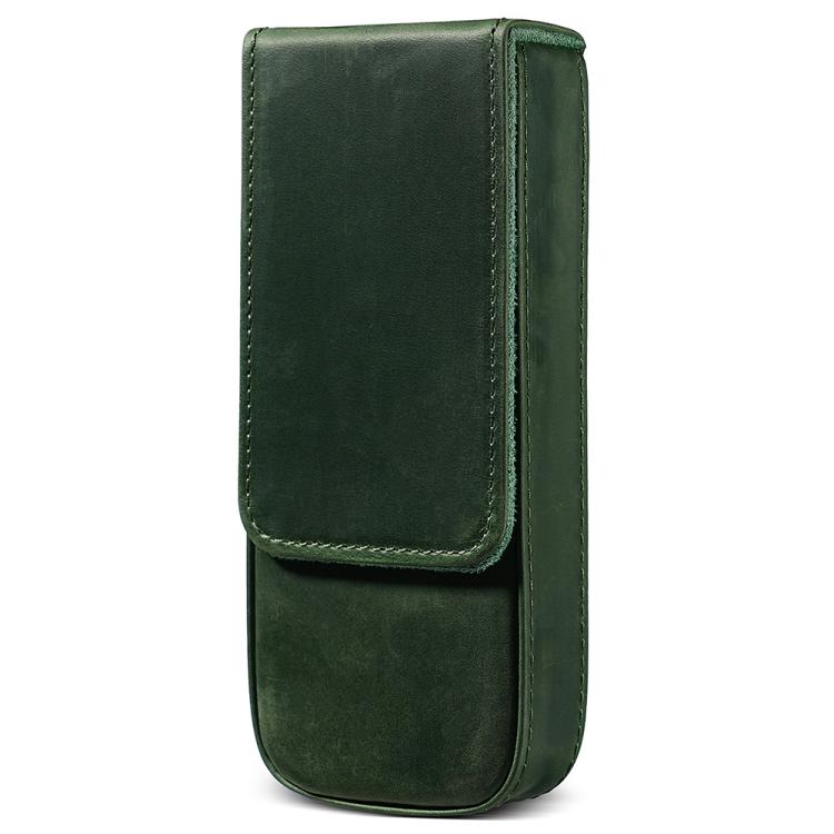 Astuccio per matite in pelle Crazy Horse, modello a cassetto magnetico, composto da tre pezzi.