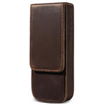 Astuccio per matite in pelle Crazy Horse, modello a cassetto magnetico, composto da tre pezzi.