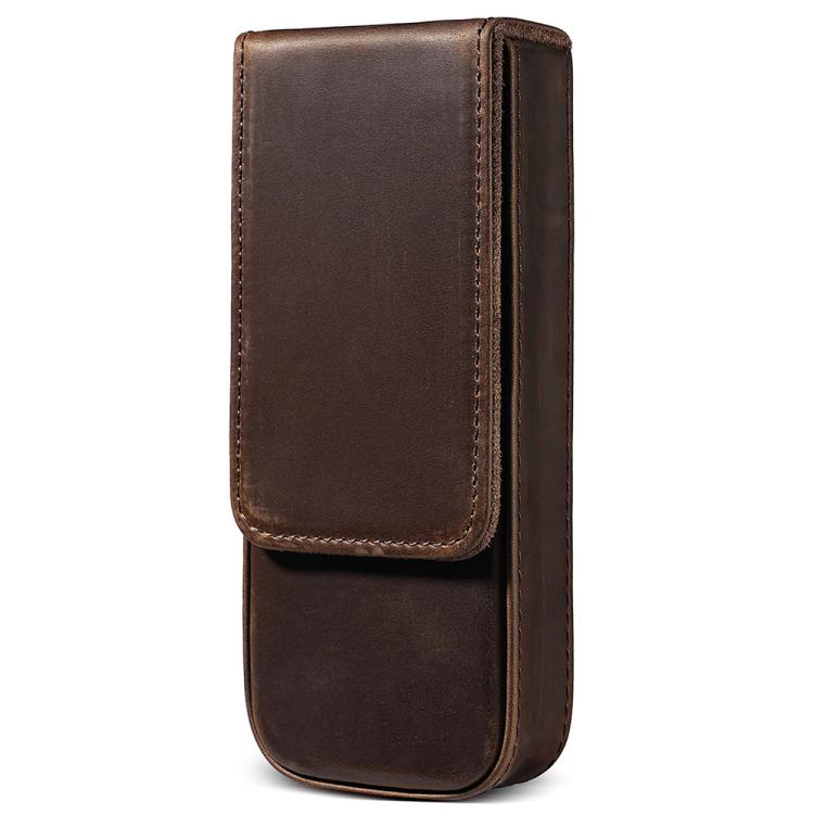 Astuccio per matite in pelle Crazy Horse, modello a cassetto magnetico, composto da tre pezzi.