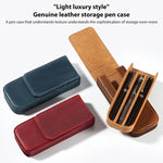 Astuccio per matite in pelle Crazy Horse, modello a cassetto magnetico, composto da tre pezzi.