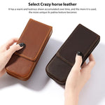Astuccio per matite in pelle Crazy Horse, modello a cassetto magnetico, composto da tre pezzi.