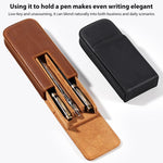 Astuccio per matite in pelle Crazy Horse, modello a cassetto magnetico, composto da tre pezzi.