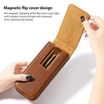 Astuccio per matite in pelle Crazy Horse, modello a cassetto magnetico, composto da tre pezzi.