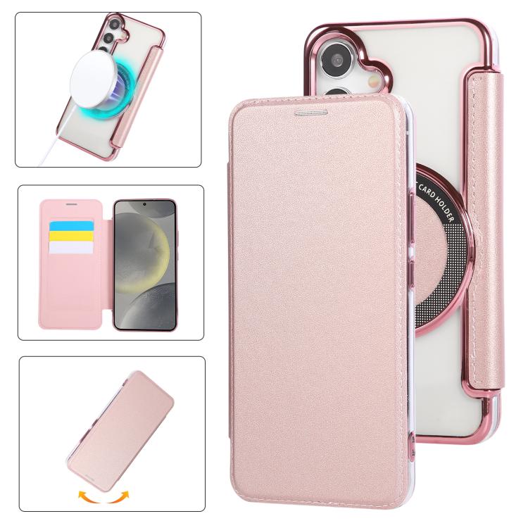 Custodia per telefono ultra sottile in ecopelle con placcatura magnetica, For Samsung Galaxy S25 / S24 5G, For Samsung Galaxy S25+ / S24+ 5G, For Samsung Galaxy S25 Ultra 5G