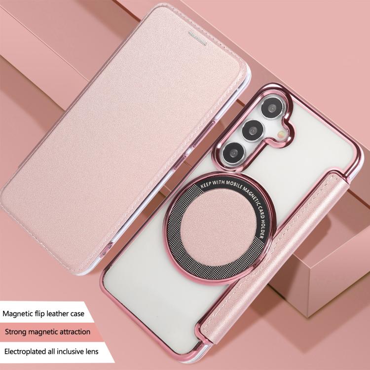 Custodia per telefono ultra sottile in ecopelle con placcatura magnetica, For Samsung Galaxy S25 / S24 5G, For Samsung Galaxy S25+ / S24+ 5G, For Samsung Galaxy S25 Ultra 5G