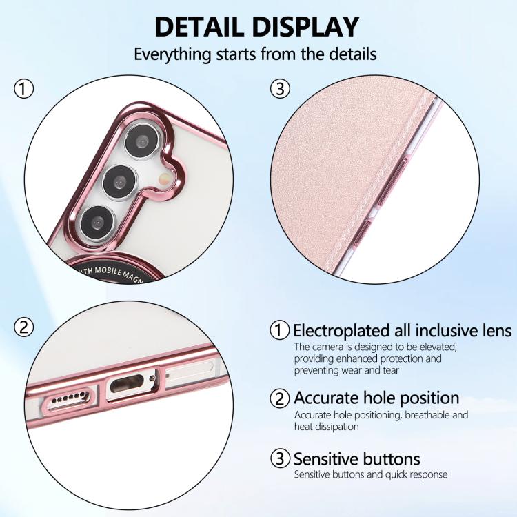 Custodia per telefono ultra sottile in ecopelle con placcatura magnetica, For Samsung Galaxy S25 / S24 5G, For Samsung Galaxy S25+ / S24+ 5G, For Samsung Galaxy S25 Ultra 5G