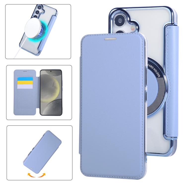 Custodia per telefono ultra sottile in ecopelle con placcatura magnetica, For Samsung Galaxy S25 / S24 5G, For Samsung Galaxy S25+ / S24+ 5G, For Samsung Galaxy S25 Ultra 5G