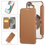 Custodia per telefono ultra sottile in ecopelle con placcatura magnetica, For Samsung Galaxy S25 / S24 5G, For Samsung Galaxy S25+ / S24+ 5G, For Samsung Galaxy S25 Ultra 5G