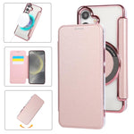Custodia per telefono ultra sottile in ecopelle con placcatura magnetica, For Samsung Galaxy S25 / S24 5G, For Samsung Galaxy S25+ / S24+ 5G, For Samsung Galaxy S25 Ultra 5G