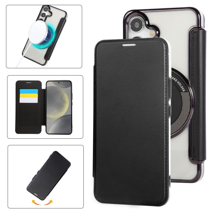 Custodia per telefono ultra sottile in ecopelle con placcatura magnetica, For Samsung Galaxy S25 / S24 5G, For Samsung Galaxy S25+ / S24+ 5G, For Samsung Galaxy S25 Ultra 5G