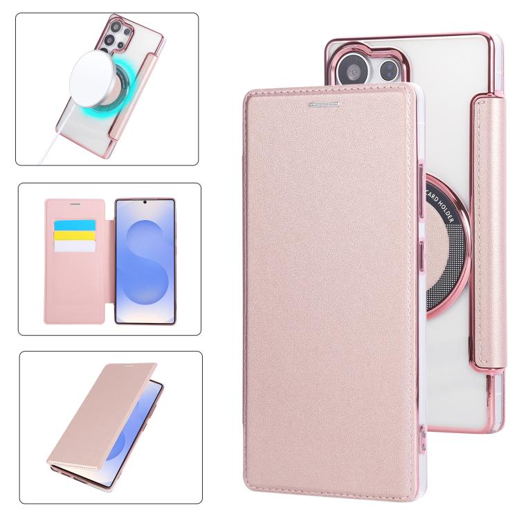 Custodia per telefono ultra sottile in ecopelle con placcatura magnetica, For Samsung Galaxy S25 / S24 5G, For Samsung Galaxy S25+ / S24+ 5G, For Samsung Galaxy S25 Ultra 5G
