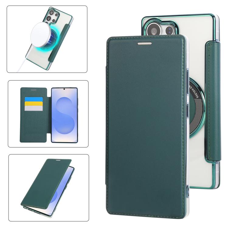 Custodia per telefono ultra sottile in ecopelle con placcatura magnetica, For Samsung Galaxy S25 / S24 5G, For Samsung Galaxy S25+ / S24+ 5G, For Samsung Galaxy S25 Ultra 5G