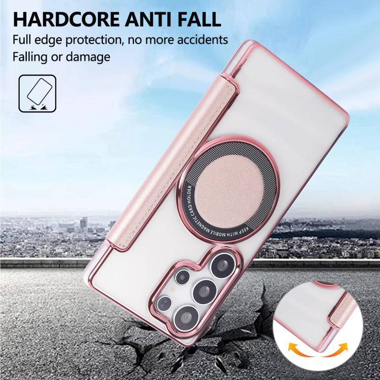 Custodia per telefono ultra sottile in ecopelle con placcatura magnetica, For Samsung Galaxy S24 Ultra 5G, For Samsung Galaxy S23 Ultra 5G, For Samsung Galaxy S23+ 5G