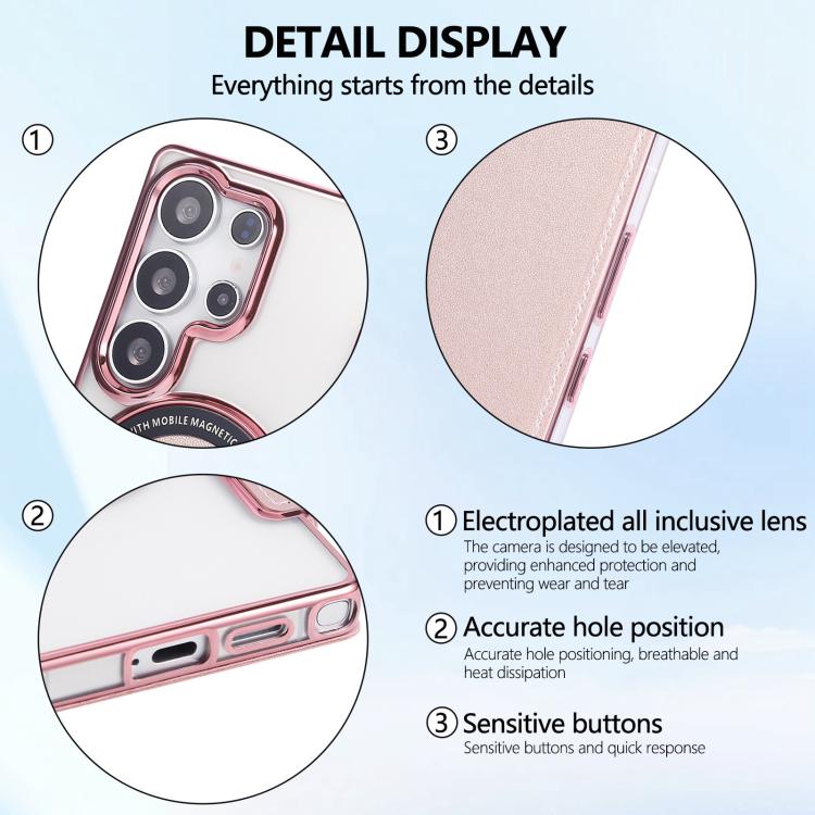 Custodia per telefono ultra sottile in ecopelle con placcatura magnetica, For Samsung Galaxy S24 Ultra 5G, For Samsung Galaxy S23 Ultra 5G, For Samsung Galaxy S23+ 5G