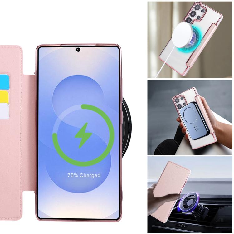 Custodia per telefono ultra sottile in ecopelle con placcatura magnetica, For Samsung Galaxy S24 Ultra 5G, For Samsung Galaxy S23 Ultra 5G, For Samsung Galaxy S23+ 5G