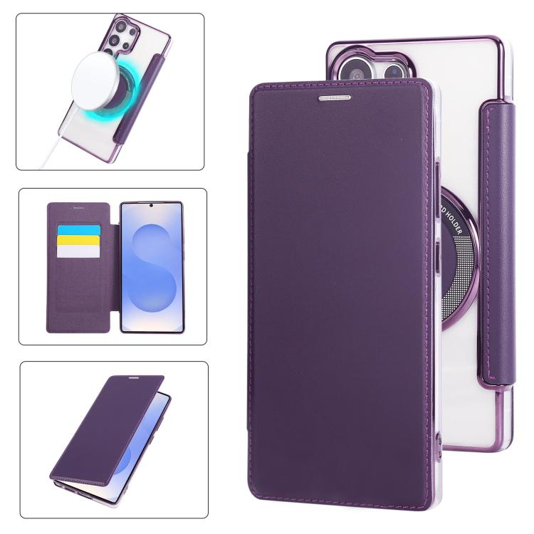 Custodia per telefono ultra sottile in ecopelle con placcatura magnetica, For Samsung Galaxy S24 Ultra 5G, For Samsung Galaxy S23 Ultra 5G, For Samsung Galaxy S23+ 5G