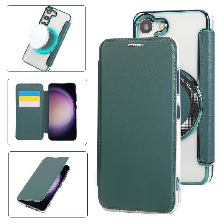 Custodia per telefono ultra sottile in ecopelle con placcatura magnetica, For Samsung Galaxy S24 Ultra 5G, For Samsung Galaxy S23 Ultra 5G, For Samsung Galaxy S23+ 5G