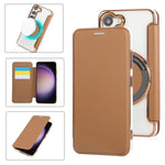 Custodia per telefono ultra sottile in ecopelle con placcatura magnetica, For Samsung Galaxy S24 Ultra 5G, For Samsung Galaxy S23 Ultra 5G, For Samsung Galaxy S23+ 5G