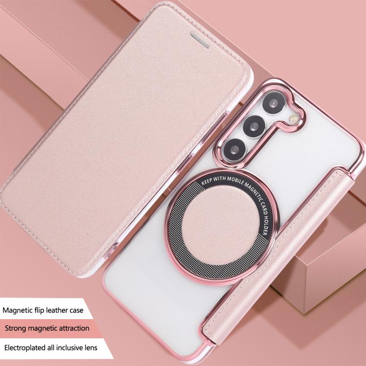 Custodia per telefono ultra sottile in ecopelle con placcatura magnetica, For Samsung Galaxy S23 5G, For Samsung Galaxy S22 Ultra 5G, For Samsung Galaxy S22+ 5G
