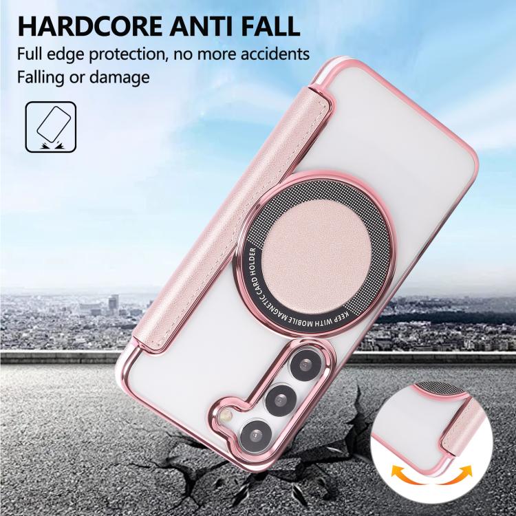 Custodia per telefono ultra sottile in ecopelle con placcatura magnetica, For Samsung Galaxy S23 5G, For Samsung Galaxy S22 Ultra 5G, For Samsung Galaxy S22+ 5G