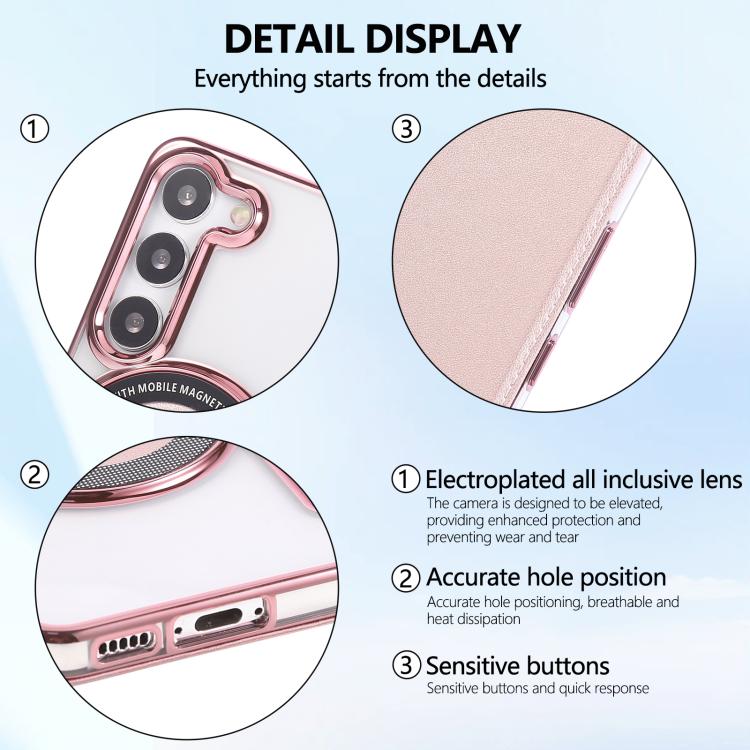 Custodia per telefono ultra sottile in ecopelle con placcatura magnetica, For Samsung Galaxy S23 5G, For Samsung Galaxy S22 Ultra 5G, For Samsung Galaxy S22+ 5G