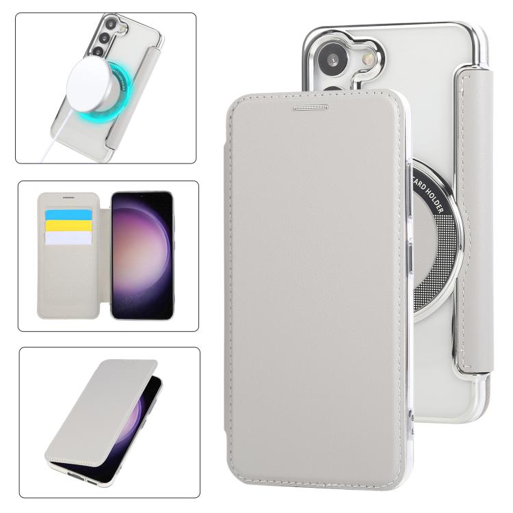 Custodia per telefono ultra sottile in ecopelle con placcatura magnetica, For Samsung Galaxy S23 5G, For Samsung Galaxy S22 Ultra 5G, For Samsung Galaxy S22+ 5G