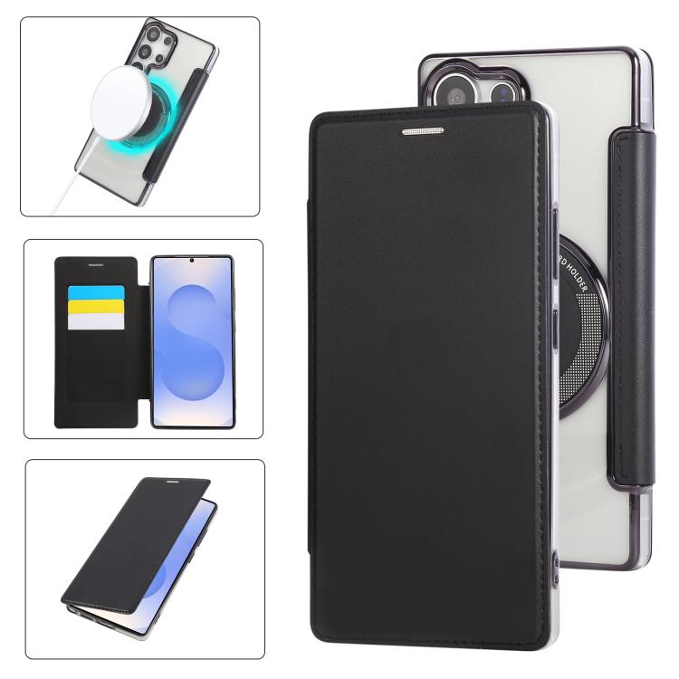 Custodia per telefono ultra sottile in ecopelle con placcatura magnetica, For Samsung Galaxy S23 5G, For Samsung Galaxy S22 Ultra 5G, For Samsung Galaxy S22+ 5G