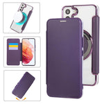 Custodia per telefono ultra sottile in ecopelle con placcatura magnetica, For Samsung Galaxy S23 5G, For Samsung Galaxy S22 Ultra 5G, For Samsung Galaxy S22+ 5G