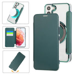 Custodia per telefono ultra sottile in ecopelle con placcatura magnetica, For Samsung Galaxy S23 5G, For Samsung Galaxy S22 Ultra 5G, For Samsung Galaxy S22+ 5G