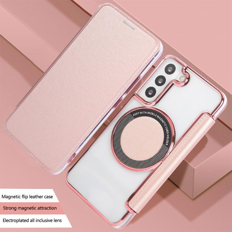 Custodia per telefono ultra sottile in ecopelle con placcatura magnetica, For Samsung Galaxy S22 5G