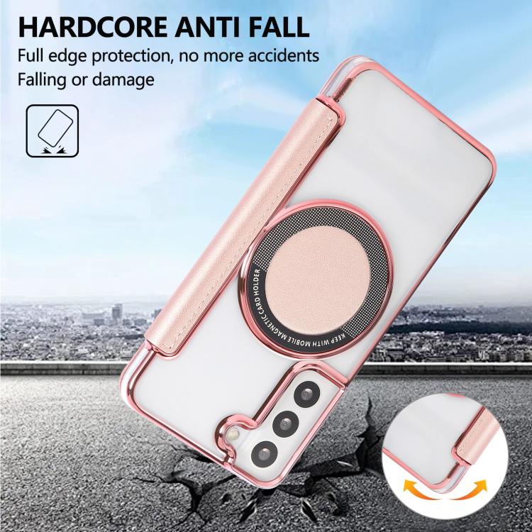 Custodia per telefono ultra sottile in ecopelle con placcatura magnetica, For Samsung Galaxy S22 5G