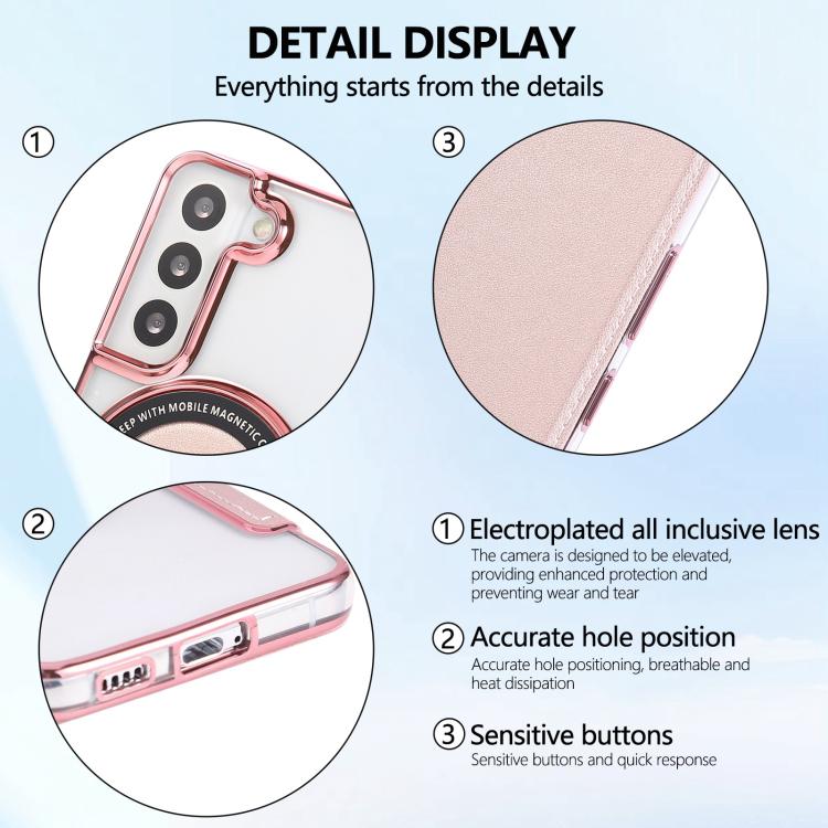 Custodia per telefono ultra sottile in ecopelle con placcatura magnetica, For Samsung Galaxy S22 5G