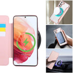 Custodia per telefono ultra sottile in ecopelle con placcatura magnetica, For Samsung Galaxy S22 5G