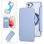 Custodia per telefono ultra sottile in ecopelle con placcatura magnetica, For Samsung Galaxy S22 5G