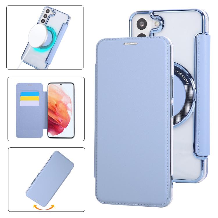 Custodia per telefono ultra sottile in ecopelle con placcatura magnetica, For Samsung Galaxy S22 5G