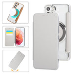 Custodia per telefono ultra sottile in ecopelle con placcatura magnetica, For Samsung Galaxy S22 5G