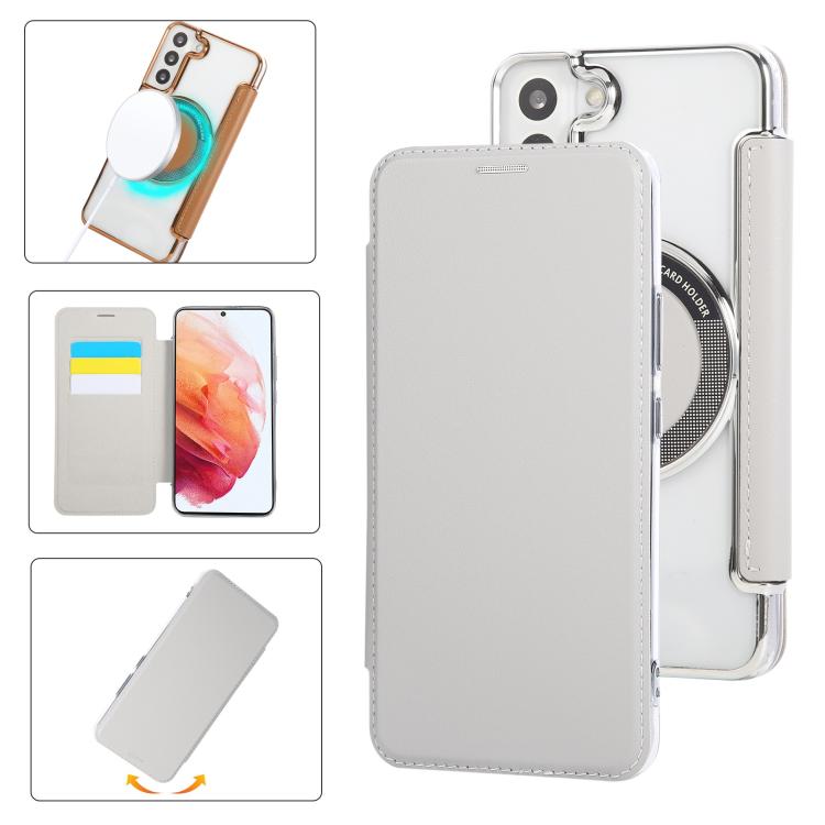 Custodia per telefono ultra sottile in ecopelle con placcatura magnetica, For Samsung Galaxy S22 5G