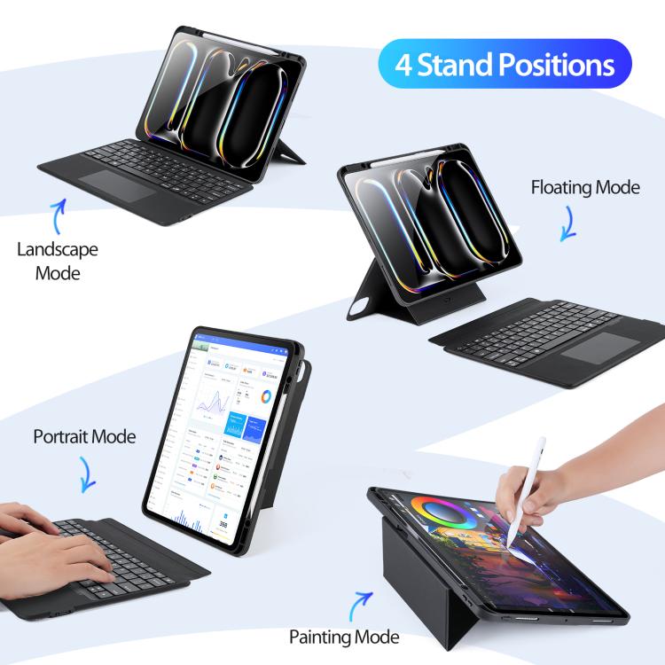 DUX DUCIS Serie DK Tastiera wireless magnetica retroilluminata Custodia per tablet in pelle vegana, For iPad Pro 13 2025 / 2024, For iPad Pro 11 2025 / 2024, For iPad 2025 / 2022, For iPad Air 11 2025 / 2024, For iPad Air 13 2025 / 2024                ...