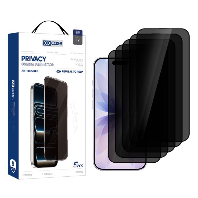 XDcase Confezione da 5 pellicole protettive in vetro temperato anti-spionaggio con stampa serigrafica., For iPhone 17e / 16e, For iPhone 17 Pro Max, For iPhone 17 Pro, For iPhone 17, For iPhone Air, For iPhone 16 Pro Max, For iPhone 16 Pro             ...