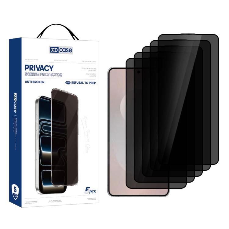 XDcase Confezione da 5 pellicole protettive in vetro temperato anti-spionaggio con stampa serigrafica, compatibili con lo sblocco tramite impronta digitale., For Samsung Galaxy S26+ 5G, For Samsung Galaxy S26 Ultra 5G, For Samsung Galaxy S26 5G        ...