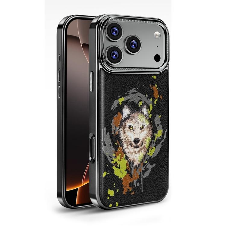 Custodia per telefono in ecopelle con logo ricamato graffiti e placcatura magnetica galvanizzata., For iPhone 17 Pro Max, For iPhone 17 Pro, For iPhone 17, For iPhone Air, For iPhone 16 Pro Max, For iPhone 16 Pro