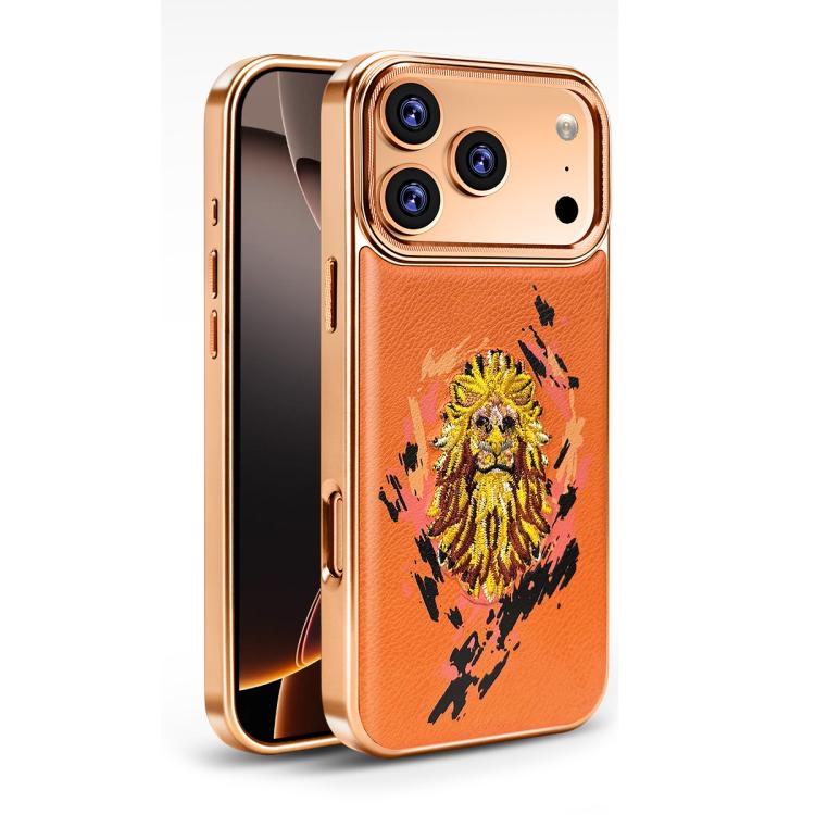 Custodia per telefono in ecopelle con logo ricamato graffiti e placcatura magnetica galvanizzata., For iPhone 17 Pro Max, For iPhone 17 Pro, For iPhone 17, For iPhone Air, For iPhone 16 Pro Max, For iPhone 16 Pro