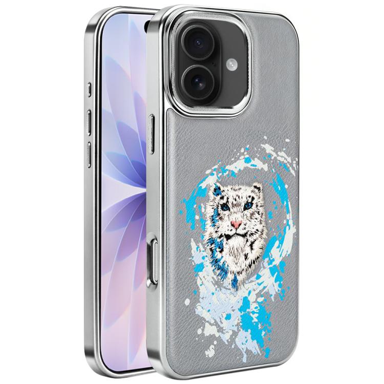 Custodia per telefono in ecopelle con logo ricamato graffiti e placcatura magnetica galvanizzata., For iPhone 17 Pro Max, For iPhone 17 Pro, For iPhone 17, For iPhone Air, For iPhone 16 Pro Max, For iPhone 16 Pro