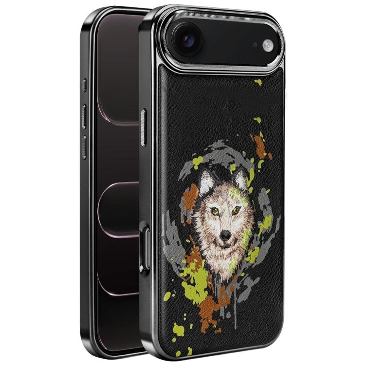 Custodia per telefono in ecopelle con logo ricamato graffiti e placcatura magnetica galvanizzata., For iPhone 17 Pro Max, For iPhone 17 Pro, For iPhone 17, For iPhone Air, For iPhone 16 Pro Max, For iPhone 16 Pro