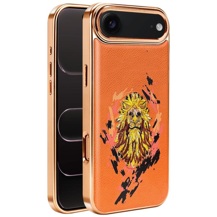 Custodia per telefono in ecopelle con logo ricamato graffiti e placcatura magnetica galvanizzata., For iPhone 17 Pro Max, For iPhone 17 Pro, For iPhone 17, For iPhone Air, For iPhone 16 Pro Max, For iPhone 16 Pro