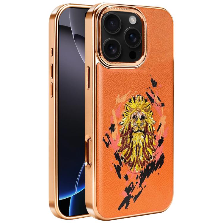 Custodia per telefono in ecopelle con logo ricamato graffiti e placcatura magnetica galvanizzata., For iPhone 17 Pro Max, For iPhone 17 Pro, For iPhone 17, For iPhone Air, For iPhone 16 Pro Max, For iPhone 16 Pro