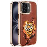 Custodia per telefono in ecopelle con logo ricamato graffiti e placcatura magnetica galvanizzata., For iPhone 16 Plus, For iPhone 16, For iPhone 15 Pro Max, For iPhone 15 Pro, For iPhone 15 Plus, For iPhone 15
